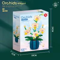 Juego de bloques de construcción de orquídeas para niños, flores románticas, ramo de flores salvajes, juguetes de ladrillos, dec - details 7