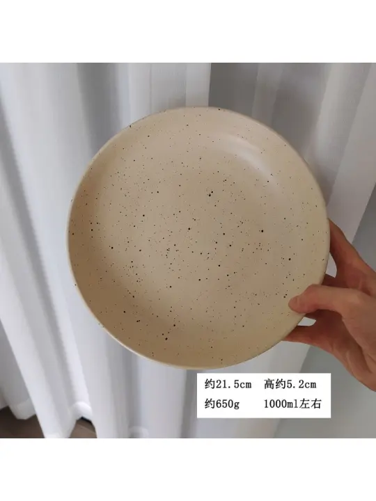Sésamo Punto Salpicaduras Tinta Sopa Plato ins Estilo Ensalada Plato Hogar Vajilla gran Capacidad Cerámica Plato Hondo Plato Japonés - 1