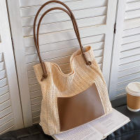 Bolso de mano de punto ahuecado de paja, bolso de hombro hecho a mano de gran capacidad, bolso de playa informal de diseñador para mujer - details 2