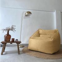 Reposapiés Salon de Lujo - [50x40x30 cm] Sofá Puf de Diseño con Relleno Incluido para Escritorio u Oficina - Taburete Bean Bag Silla Grande en Cuero Sintético Beige - details 52