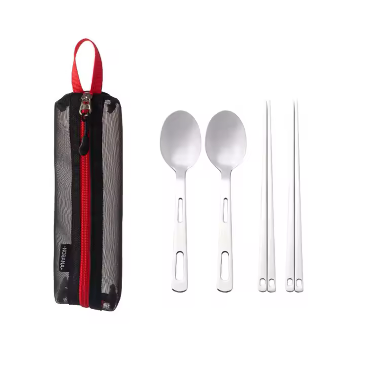 Juego VIE reutilizable, cubiertos orgánicos sin BPA que incluyen tenedores, cucharas y palillos para acampar - 1
