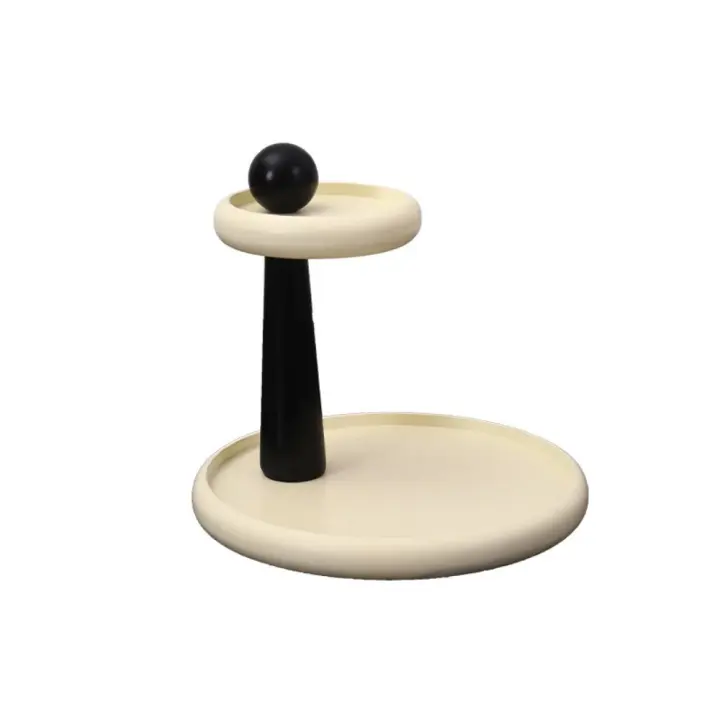 Estante de almacenamiento de joyas de madera, bandeja de almacenamiento de cosméticos creativa de doble capa, plato de exhibición de joyería desmontable Simple para cocina - 1