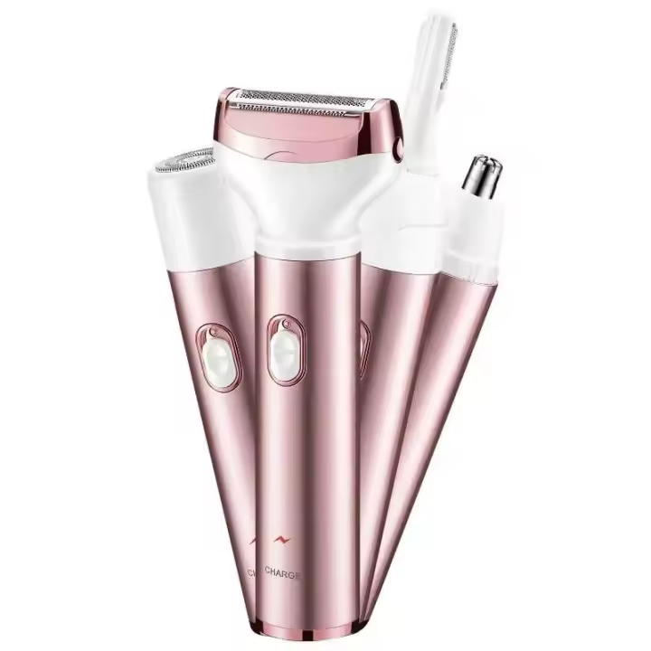 Afeitadora eléctrica 4 en 1 para afeitado de cuerpo completo, afeitadora para mujer, depiladora Facial para cejas, recortadora de nariz, depilación de Bikini indolora - 1
