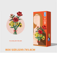 Ramo de bloques de construcción autoensamblado, decoración de flores de mosaico, rosa de niña, no regar flores eternas - details 2