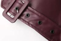 Chaqueta recortada de estilo europeo, chaqueta de cuero genuino roja para espectáculos y desfiles, novedad de 2025 - details 13