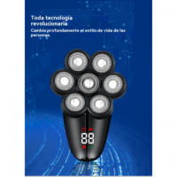 Afeitadora eléctrica con pantalla digital siete cabezales cortador de pelo calvo cortapelos eléctrico de empuje afeitadora multifunción - details 4