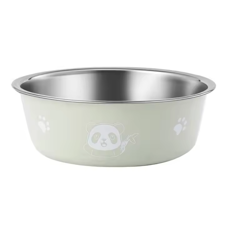 Cuenco de acero inoxidable con dibujos para perros, cuenco antideslizante con patrón de Panda para alimentación de gatos, cuenco de alimentación para mascotas, cuencos antideslizantes antivuelco para perros - 1