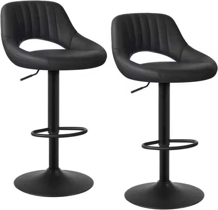 Taburete de Bar con Resaldo Diseño de Juego de 2 Taburete Giratorio 360° Altura Ajustable - 1