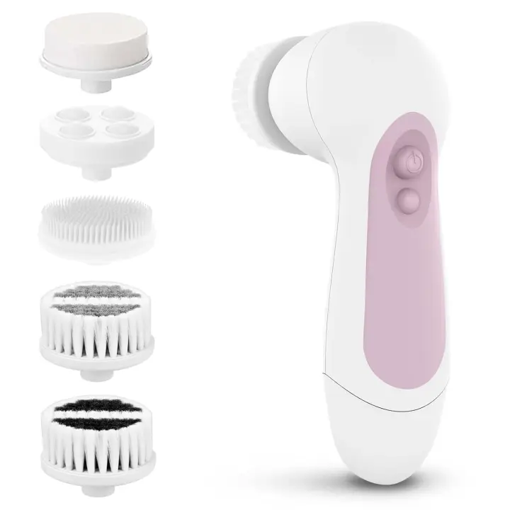 Scttomon Set de Cepillo de Limpieza Facial Impermeable con 5 Cabezas de Exfoliación para Limpiador de Cara Eléctrico - 1