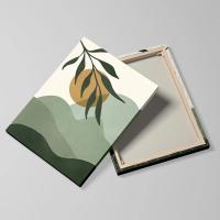 Cuadro de Pared en Lienzo Bohemio 3pcs con Marco de Color Verde Mantillo Nórdico Abstracto Geométrico con Hojas de Plantas Posters Decoración para Dormitorio y Hogar Marca DHROOM - details 1