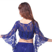 Disfraz de vientre para mujer, manga larga, Color sólido, baile elegante t - details 2