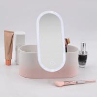 Espejo de maquillaje iluminado con estuche de almacenamiento, luz LED recargable, portátil, caja de belleza - details 9