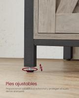 Aparador, Armario de Cocina, Armario de Almacenamiento, con 2 Puertas Correderas, 33 x 100 x 80 cm, Estantes Ajustables, para Salón, Marrón Rústico y Negro - details 16