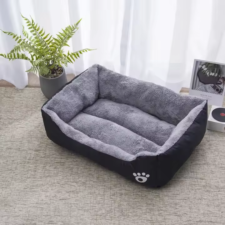 Cama cálida cuadrada para perro y gato, nido suave a prueba de humedad, elástico, con función de almohada para el cuello - 1
