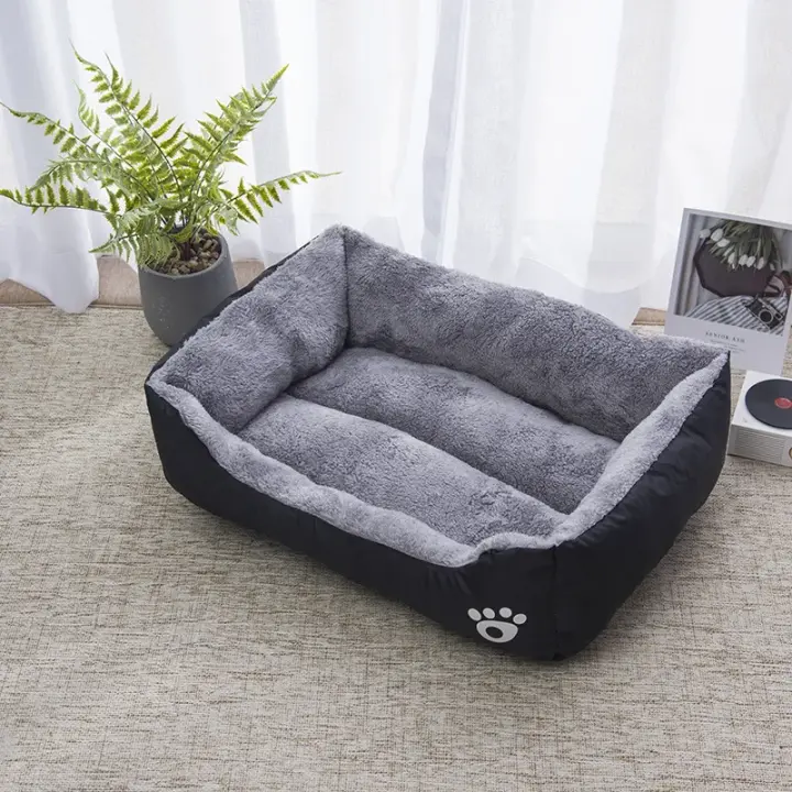 Cama cálida cuadrada para perro y gato, nido suave a prueba de humedad, elástico, con función de almohada para el cuello - 1