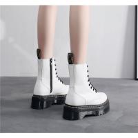 Suelas gruesas con forro polar Botas Dr. Martens, cremalleras laterales, botas cortas de mujer británica, suelas de pastel, botas de trabajo y zapatos de algodón - details 32