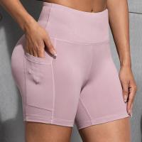 Pantalones cortos de Yoga con dos bolsillos para mujer, pantalones cortos elásticos para correr al aire libre, Color sólido, levantamiento de glúteos, ciclismo, ropa deportiva femenina - details 9