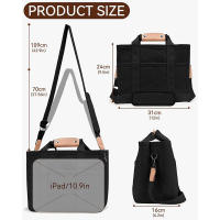 Bolsa cruzada de lona con múltiples compartimentos para mujer, de gran capacidad y con secciones. - details 1