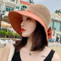 Nuevo protector solar en primavera y verano, moda para mujer, cubo de ocio, sombrero plegable con lazo para el sol, protección UV, gorra ancha para mujer - details 7
