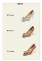 Zapatos de novia de mujer, nuevos tacones altos nupciales chinos de alta gama, no se cansan de tostar cristal, solo zapatos. - details 2