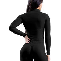 1 top de yoga para mujer con cremallera dinámica sin costuras, color sólido, ajustado, traje de fitness suave para mujer, top de yoga, gimnasio, correr, traje de ciclismo - details 4
