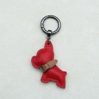 Llavero bonito de Bulldog Francés, colgador de perro de cuero PU con forma de perro, colgante de bolso de Bulldog de dibujos animados a la moda, coche para hombre - details 1