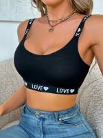 EasyFave Sujetador de punto con forma de corazón y letras para mujer - details 3