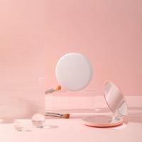 Espejo de bolsillo compacto con luz LED pequeña personalizado para mujer, maquillaje plegable de 2 lados, efecto luminoso, rosa y blanco - details 5