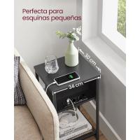 Mesa Adicional con Enchufe Mesita de Noche con 2 Tomas AC y 2 Puertos USB 30 x 34 x 58 cm - details 16