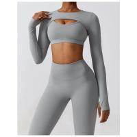 Chaqueta de yoga de manga larga para mujer, entrenamiento, correr, cubierta, gimnasio, top - details 10