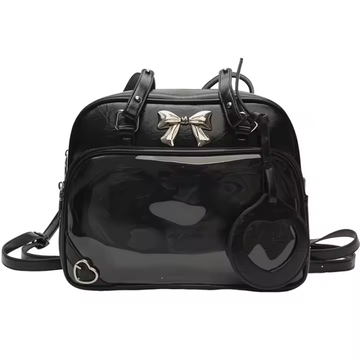 Bolso de bebé, mochila, transparente, niña, lazo, mochila, chica guapa, lindo, millennial, bolso de mujer - 1