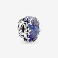 Cuentas de plata de ley 925 con diseño de galaxia, estrellas azules y en forma de corazón, compatibles con pulsera Original Pandora, cuentas, regalo de joyería para mujer - details 0