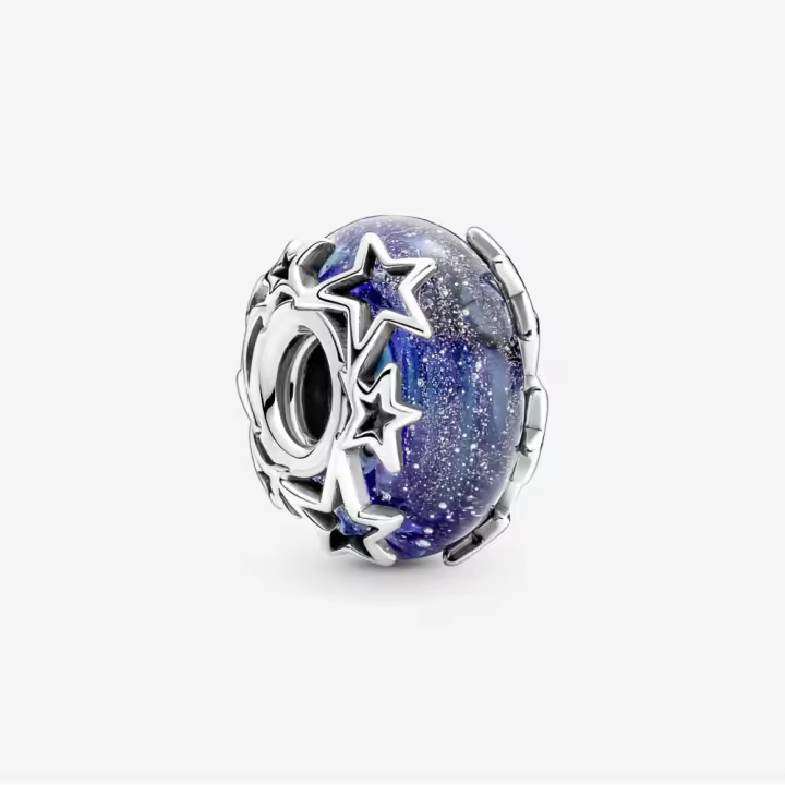 Cuentas de plata de ley 925 con diseño de galaxia, estrellas azules y en forma de corazón, compatibles con pulsera Original Pandora, cuentas, regalo de joyería para mujer - 1