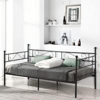 Marcos Diván Cama Individual de Metal, Estructura Sofá Cama Hierro Forjado para Adultos, Adecuado para Colchón de 90x190 cm, Negro - details 0