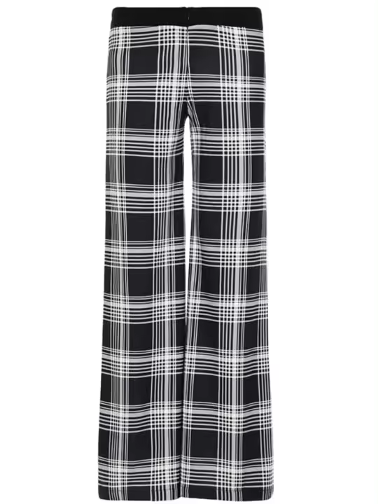 Otoño Invierno mujer pierna recta a cuadros pantalones de cintura femenina Haruku ropa cómoda - 1