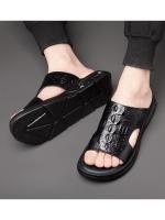 Zapatillas de hombre de piel auténtica, modernas sandalias informales de verano para exteriores, chanclas de playa para hombre, zapatos para hombre - details 4