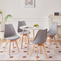 EGOONM-mesa de comedor redonda nórdica, Juego de 4 sillas de comedor con cojín de PU para comedor, Cocina, Restaurante, balcón y hogar - details 11
