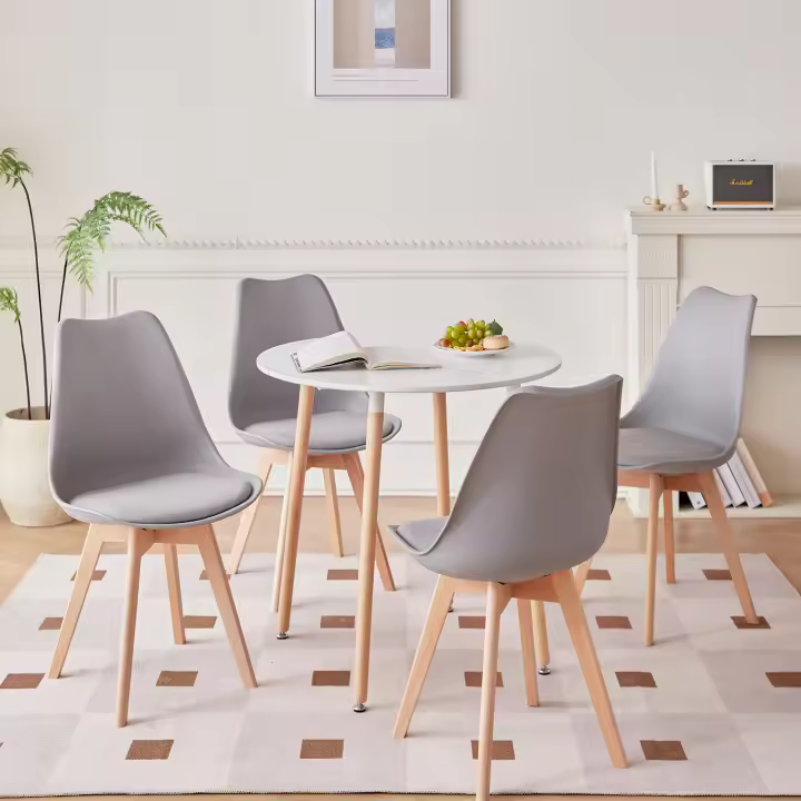 EGOONM-mesa de comedor redonda nórdica, Juego de 4 sillas de comedor con cojín de PU para comedor, Cocina, Restaurante, balcón y hogar - 1