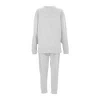 Conjunto deportivo informal de dos piezas para mujer, sudadera con cuello redondo, pantalones largos tipo sandalia, color sólido - details 3