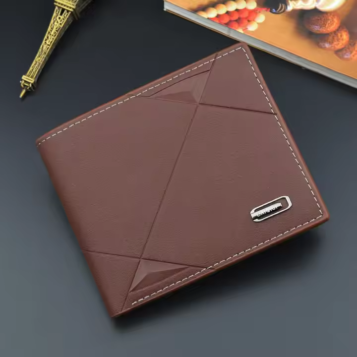 Cartera Bifold Corta para Hombres Cuero Falso Delgada y Negociosa Porta Tarjetas de Credit ID - 1