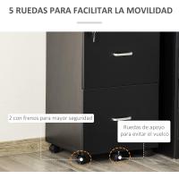 para Archivos con 2 Cajones Cerradura de 2 Llaves 5 Ruedas para Tamaño Carta A4 para Estudio Despacho - details 1