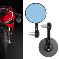Blue Anti-Glare Glass Rear Mirror, Motorcycle Handlebar Mirrors 7/8 Handle Round for Sportster 883 Street Bike Dirt Bike Chopper - details 5
