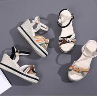 Sandalias de Cuña de Tacón Alto para Mujer 2025 Estilo de Plataforma con lazo Acabado Abierto - details 1