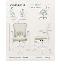 Silla de Oficina, Silla de Escritorio de Malla, Silla Giratoria Ergonómica, Soporte Lumbar, Oscilante, Asiento de 53 cm, Apoyabrazos Abatibles, Negro OBN037BKV2 - details 17