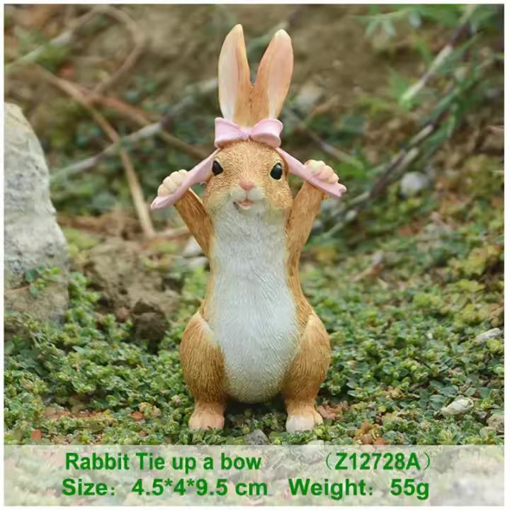 Colección diaria de Pascua para el hogar, figuritas de conejo en miniatura, adornos de mesa, jardín de hadas, Acción de Gracias - 1