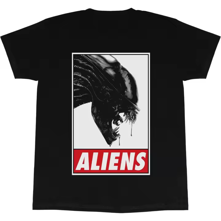 Camiseta con Logo de texto Alien para adultos, color negro - 1
