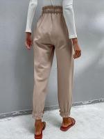 Pantalones femeninos de cintura alta lisos primavera otoño nuevos en pantalones de lino para mujer pantalones bombachos holgados clásicos - details 6