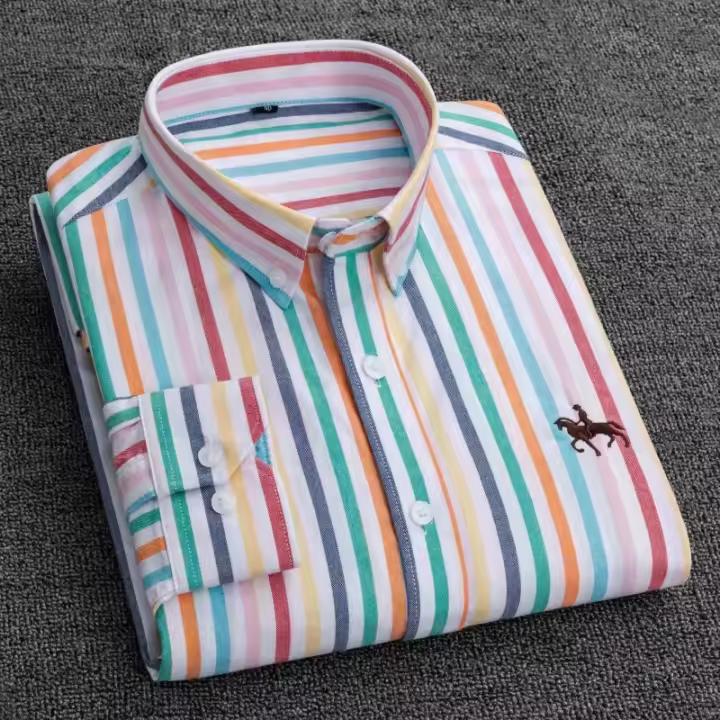 Camisa de manga larga de algodón puro para hombre, ropa bordada de negocios informal, Color sólido, primavera y otoño - 1