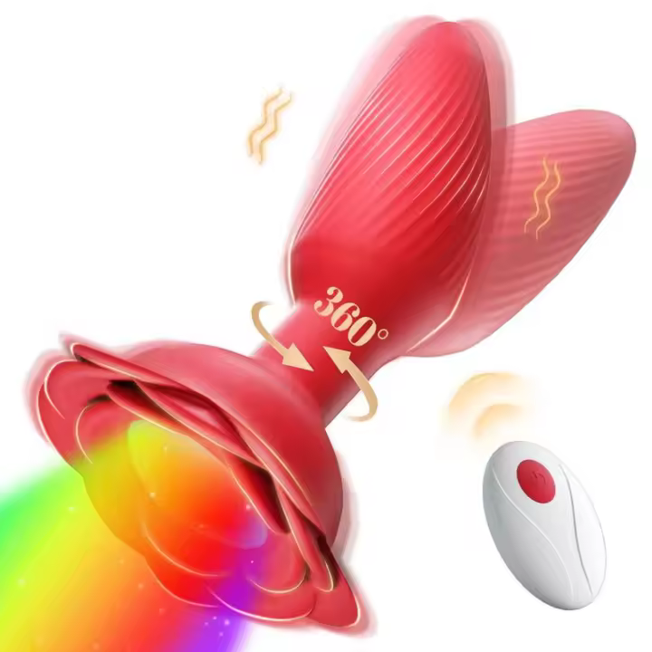 Leten Masajeador Vibrante de Rotación de 360° Control Remoto Plug Anal con LED - 1