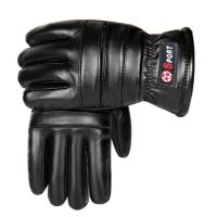 Guantes de cuero para invierno con pantalla táctil, guantes de terciopelo para mantener el calor, equipo de jinete, guantes deportivos impermeables para conducir con dedos completos, esquí - details 5